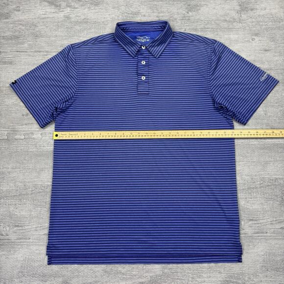 Straight Down Performance Polo Men’s Sz L Querencia Logo Golf Preppy Blue Purple - Picture 4 of 9